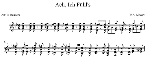 Ach, Ich Fuhl's by Mozart arranged for guitar and voice by Robert Bekkers Ach, Ich Fuhl's by Mozart arranged for guitar and voice by Robert Bekkers