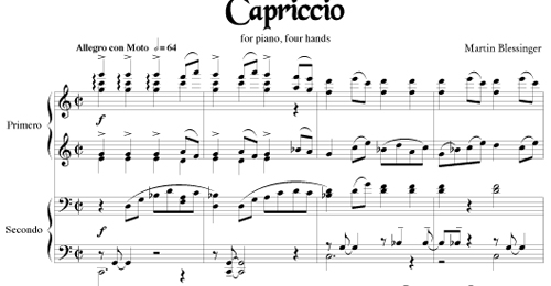 Capriccio for piano, 4 hands by Martin Blessinger Capriccio for piano, 4 hands by Martin Blessinger