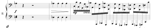 Bars 34 and 35 in the secundo part of Capriccio by Martin Blessinger Bars 34 and 35 in the secundo part of Capriccio by Martin Blessinger