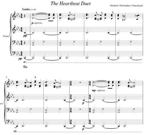 The Heartbeat Duet for 4 hands 1 piano by Michael Christopher Churchyard The Heartbeat Duet for 4 hands 1 piano by Michael Christopher Churchyard