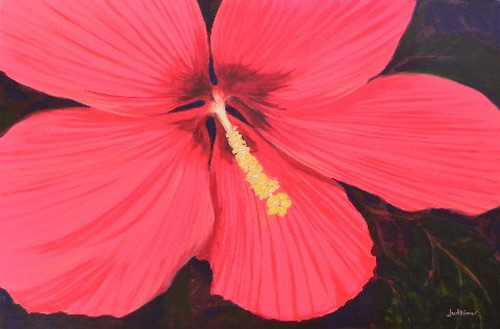 Boston Hybrid Hibiscus 4x36 acrylic on canvas by Rob Judkins Boston Hybrid Hibiscus 4x36 acrylic on canvas by Rob Judkins