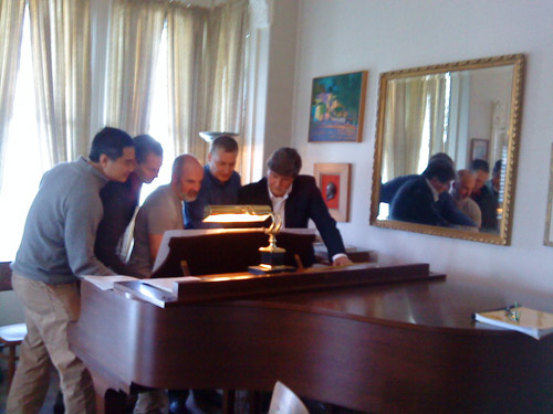 The Pischna Polka by Elizabeth Lauer: Five men on one piano in San Francisco, May 2011 The Pischna Polka by Elizabeth Lauer: Five men on one piano in San Francisco, May 2011