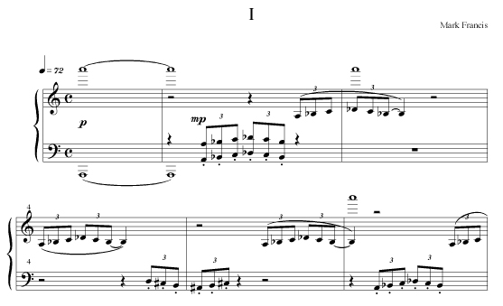 Piano part from 1st movement of 2nd Guitar Concerto by Mark Francis Piano part from 1st movement of 2nd Guitar Concerto by Mark Francis