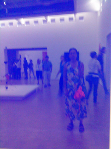 Anne Ku reflected in blue painting at the Museum of Modern Art in Pompidou Centre, Paris