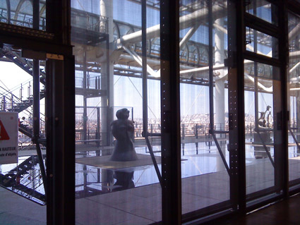 Inside the Pompidou Centre looking out