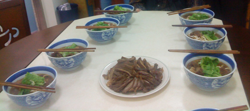 The famous beef noodle soup, made by Anne's aunt in Miao Li Kung Kuan The famous beef noodle soup, made by Anne's aunt in Miao Li Kung Kuan