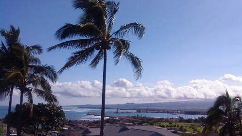 The view from our balcony in Maui: surf's up on Christmas Day!