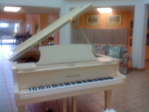 White grand piano in Kihei, Maui White grand piano in Kihei, Maui